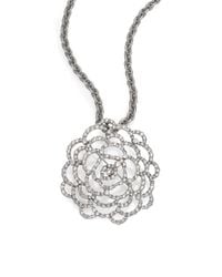 Oscar de la Renta | Metallic Pavé Flower Convertible Brooch & Pendant Necklace | Lyst