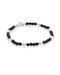 Majorica | 10mm White Pearl, Crystal & Sterling Silver Beaded Station Bracelet/black | Lyst