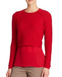Elie Tahari | Red Giada Sweater & Blouse Set | Lyst