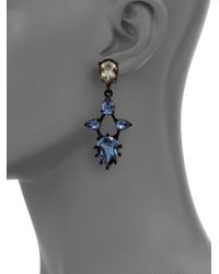 Oscar de la Renta | Black Pear Crystal Chandlier Earrings | Lyst