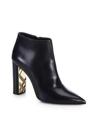 Burberry | Black Bamburgh Leather Point-toe Booties | Lyst