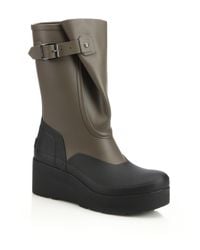 Hunter | Green Original Galosh Low Wedge Boots | Lyst