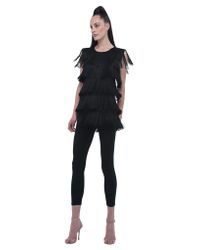 Norma Kamali | Black Sleeveless Tee Fringe | Lyst
