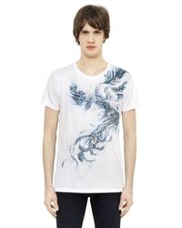Balmain | Blue Phoenix Printed Cotton T-shirt for Men | Lyst