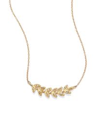 Jacquie Aiche | Metallic Pave Diamond & 14k Yellow Gold Leaf Necklace | Lyst
