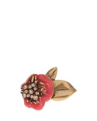 Oscar de la Renta | Red Painted Flower Ring | Lyst
