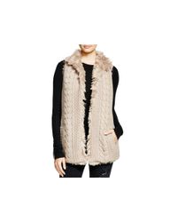 Aqua | Beige Reversible Faux Fur Vest | Lyst