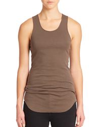 Helmut Lang | Brown Cotton Ribbed Racerback Tank | Lyst