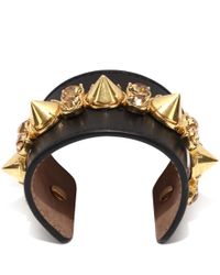 Alexander McQueen | Black Spike Leather Cuff | Lyst