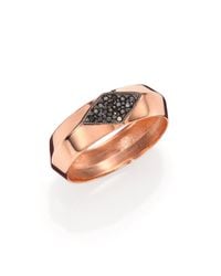 Zoe Chicco | Pink Black Diamond & 14k Rose Gold Wide Knife Edge Band Ring | Lyst