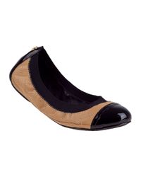 Tory Burch | Brown Carrie Cap-toe Ballerina Flat | Lyst