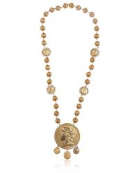Dolce & Gabbana | Metallic Gold Plated Coin Pendant Necklace | Lyst