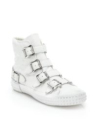 Ash | White Wonder Buckled High-top Leather Sneakers | Lyst