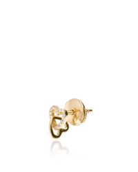 Loquet London | Metallic 14k Gold And Diamond Linked Hearts Stud Earring | Lyst
