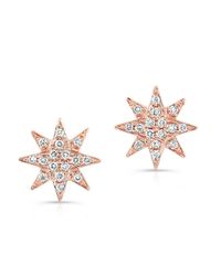 Anne Sisteron - Pink 14kt Rose Gold Diamond Starburst Stud Earrings - Lyst