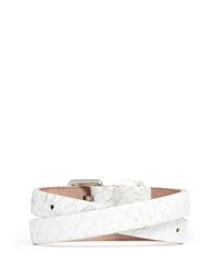 Alexander McQueen | White Double Wrap Skull Charm Painted Snakeskin Bracelet | Lyst