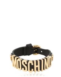 Moschino | Metallic Grained Leather Bracelet for Men | Lyst