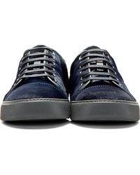 Lanvin Navy Calf_hair Sneakers in Blue for Men | Lyst