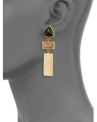 Lizzie Fortunato | Villa Black Onyx, Strawberry Quartz & Moonstone Mixed Linear Drop Earrings | Lyst