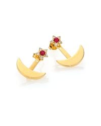 Elizabeth and James | Red Apollo Ruby & White Sapphire Ear Jacket & Stud Earrings Set | Lyst
