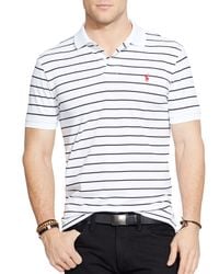 Polo Ralph Lauren | White Striped Performance Mesh Polo Shirt - Slim Fit for Men | Lyst