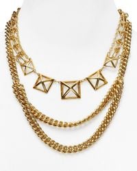 Rebecca Minkoff | Metallic Pyramid Cut-out Statement Necklace, 18" | Lyst