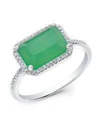Anne Sisteron - Green 14kt White Gold Chrysoprase Diamond Chic Ring - Lyst