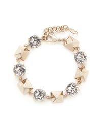 Valentino | Metallic 'Rockstud' Clear Strass Bracelet | Lyst