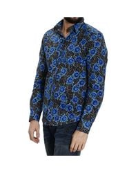 John Richmond | Blue Printed Cotton Long Sleeve Shirt for Men | Lyst