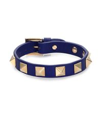 Valentino | Blue Rockstud Small Leather Bracelet | Lyst