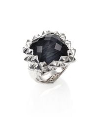 Stephen Webster | Metallic Superstud Grey Cat's Eye, Clear Quartz & Sterling Silver Haze Small Square Ring | Lyst