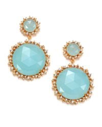 Mija | Light Blue Jade & White Sapphire Graduated Drop Earrings | Lyst