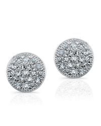 Anne Sisteron - 14kt White Gold Diamond Rounded Mini Disc Stud Earrings - Lyst