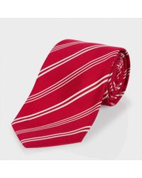 Paul Smith | Red Diagonal-Stripe Classic Silk-Blend Tie for Men | Lyst