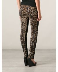 Lyst - Roberto Cavalli Leopard Print Skinny Jeans in Natural