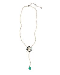 Brooks Brothers Green Pearl Y Necklace