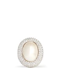 Kenneth Jay Lane | Metallic Oval Pearl Center Rhinestone Pavé Ring | Lyst