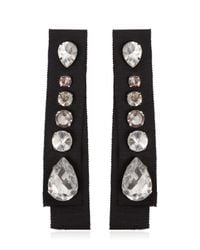 Lanvin | Black Grosgrain Crystal Earrings | Lyst