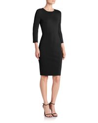 St. John | Black Crocheted-inset Knit Dress | Lyst
