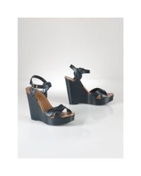 Ralph Lauren | Black Doreen Leather Wedge | Lyst