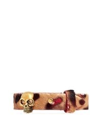Alexander McQueen | Brown Skull Cheetah Print Calf Hair Bracelet | Lyst