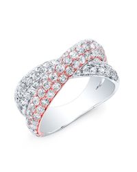 Anne Sisteron - Metallic 14kt Rose And White Gold Diamond Twist Ring - Lyst