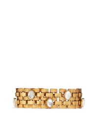 Ela Stone | Metallic Nicole Stone Embellished Block Chain Bracelet | Lyst