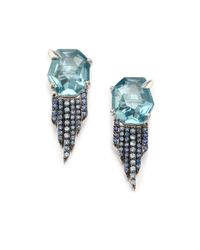 Alexis Bittar Fine | Metallic Sky Marquis Blue Quartz, Sapphire & Sterling Silver Fringe Earrings | Lyst