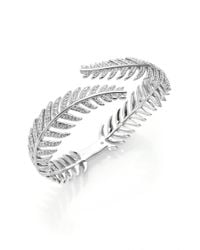 Adriana Orsini | Metallic Plume Pavé Crystal Bypass Bracelet/silvertone | Lyst
