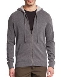 VINCE | Gray Cashmere Zip-front Hoodie for Men | Lyst