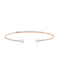 Anne Sisteron | Pink 14kt Rose Gold Diamond And Pearl Cuff | Lyst