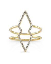 Anne Sisteron - 14kt Yellow Gold Diamond Double Open Spear Ring - Lyst