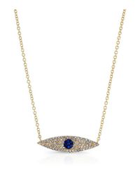 Anne Sisteron - Blue 14kt Yellow Gold Diamond And Sapphire Evil Eye Necklace - Lyst