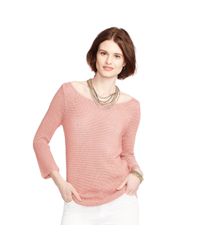 Ralph Lauren | Pink Knit Crop-sleeved Sweater | Lyst